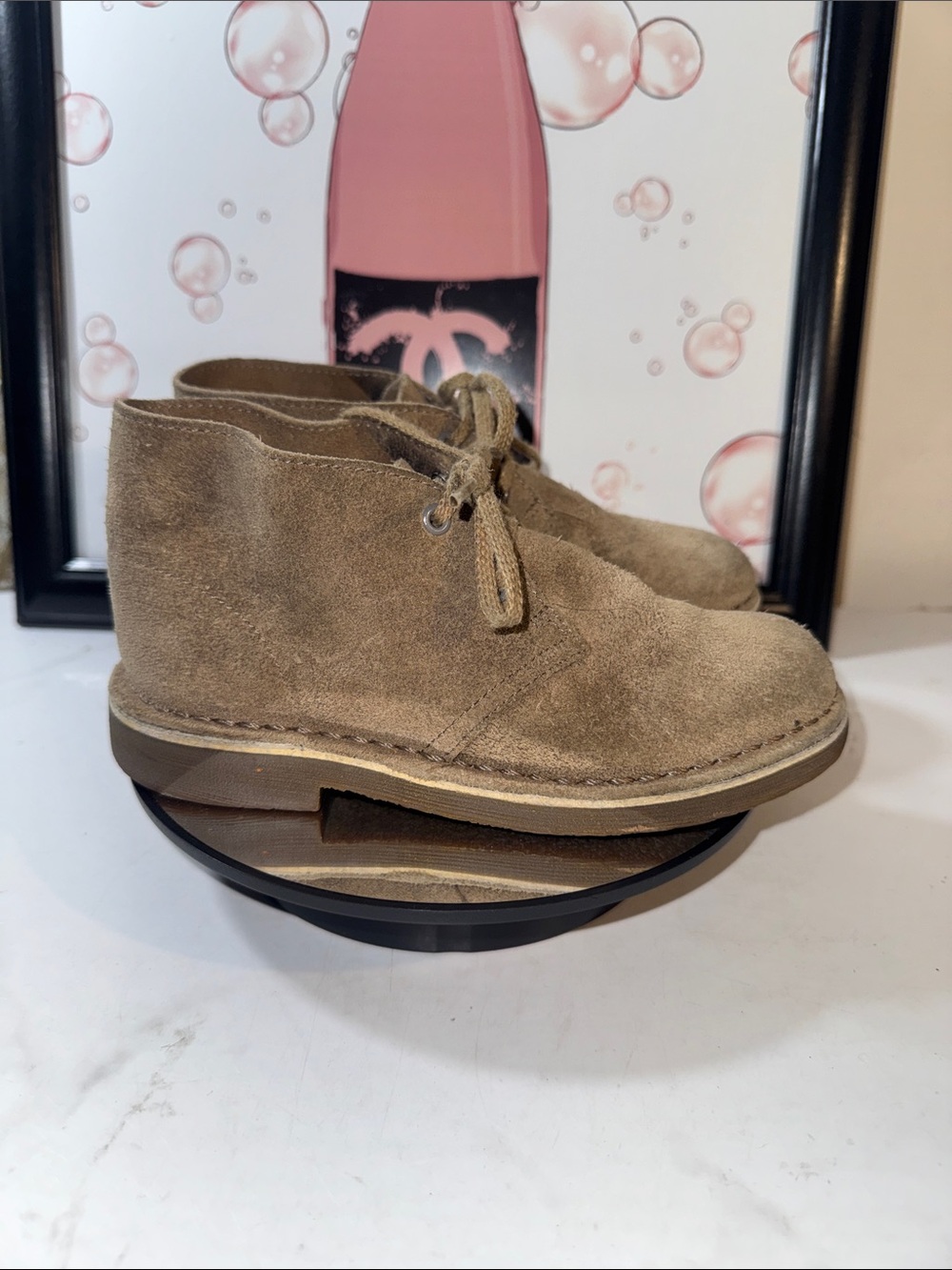 Clarks Originals Kids Leather Taupe Desert Boot - Size 11.5M/W